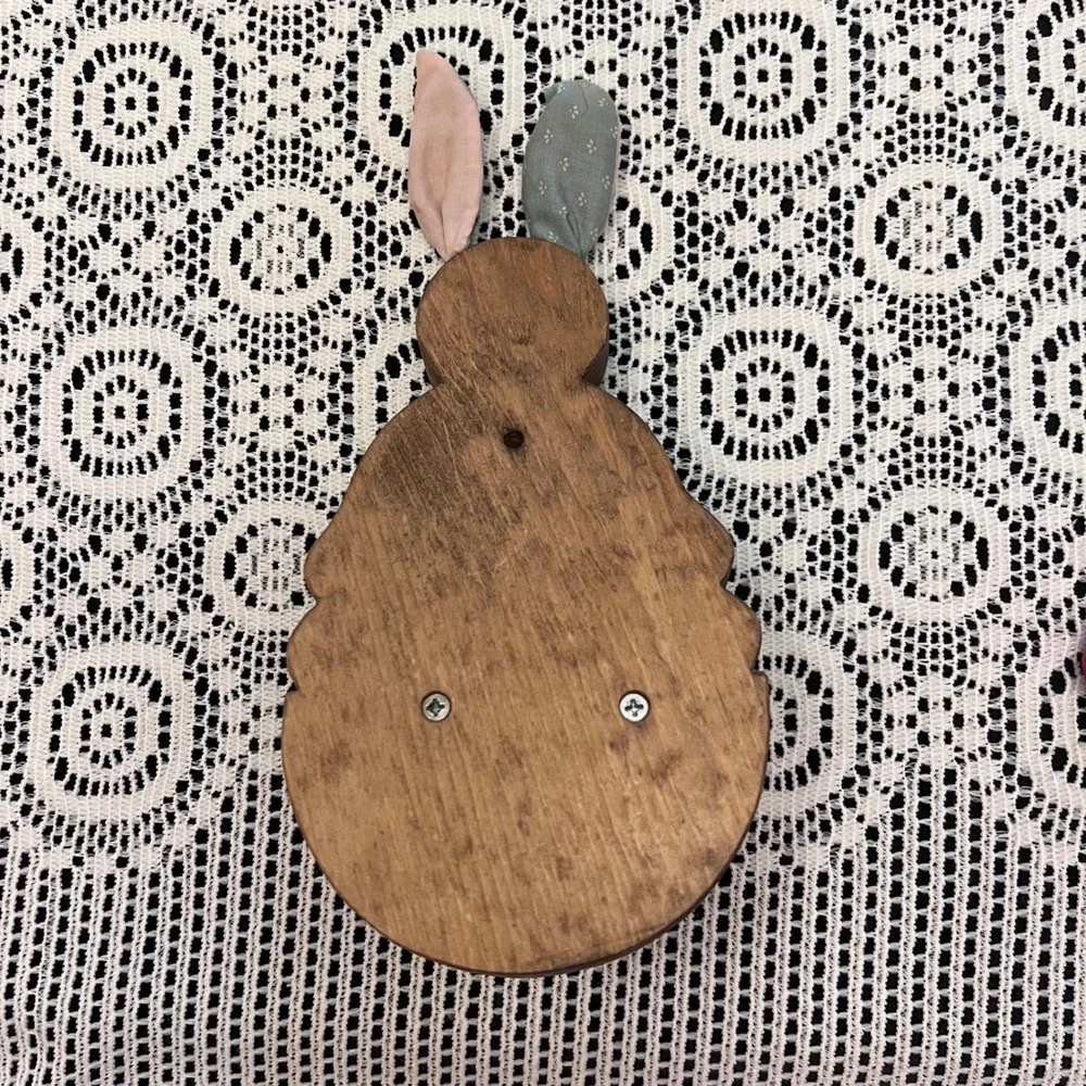 Hand-Painted Wooden Bunny Wall Shelf with Peg | Cottage